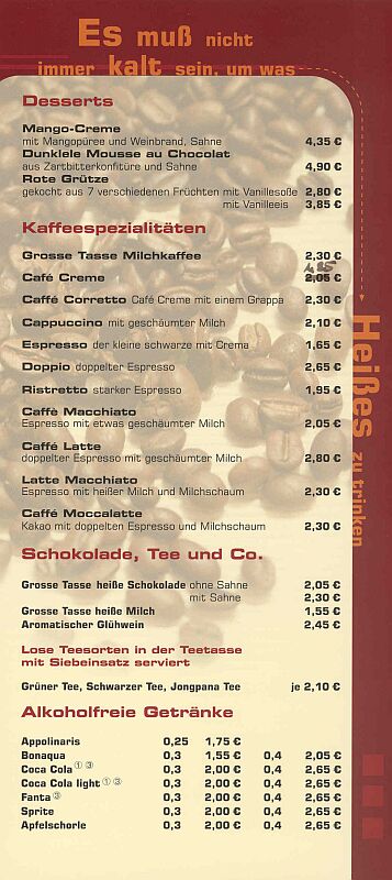 Speisekarte | Schiller  | Innenansicht